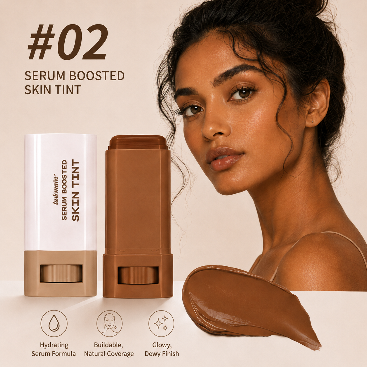 Serum Boosted Skin Tint Stick – Hydrating Foundation Balm with Buildable Coverage