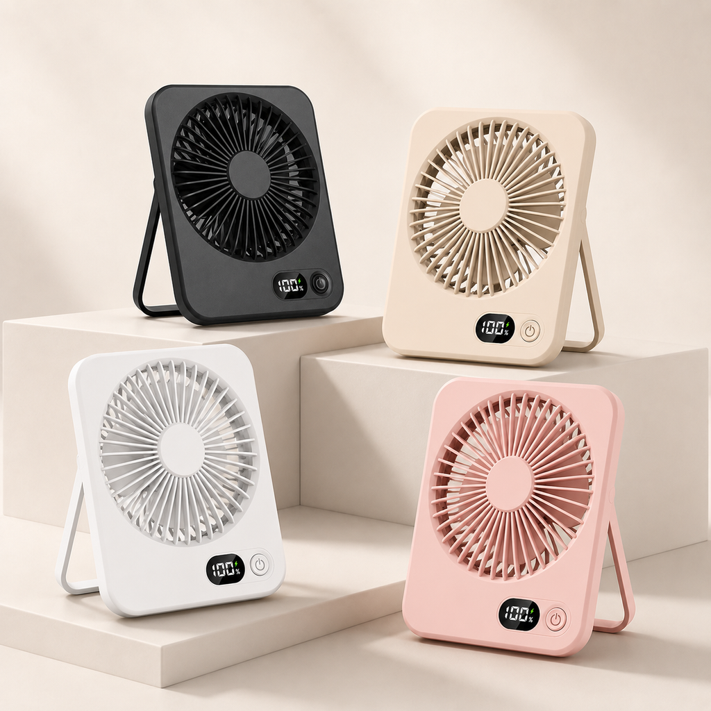 Rechargeable Portable Desk Fan – 5-Speed Hanging & Standing Cooling Fan
