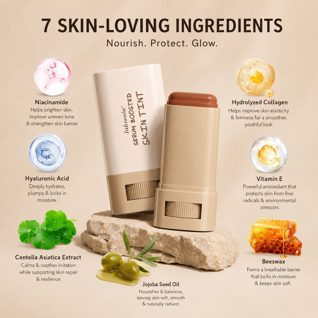 Serum Boosted Skin Tint Stick – Hydrating Foundation Balm with Buildable Coverage