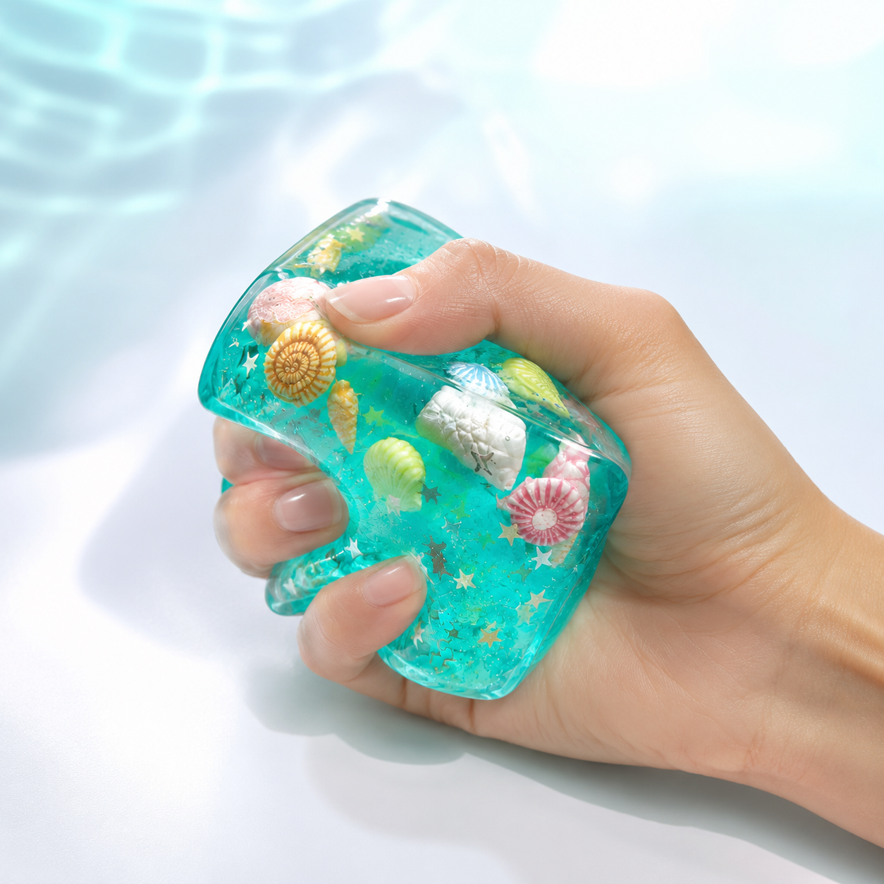 3D Ocean Cube Squishy Fidget Toy – Shell Sensory Stress Relief Toy