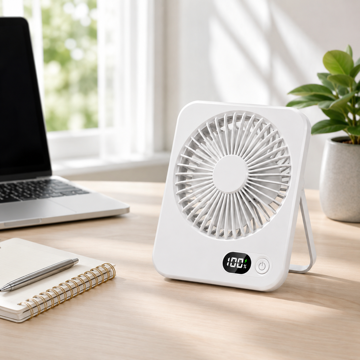 Rechargeable Portable Desk Fan – 5-Speed Hanging & Standing Cooling Fan