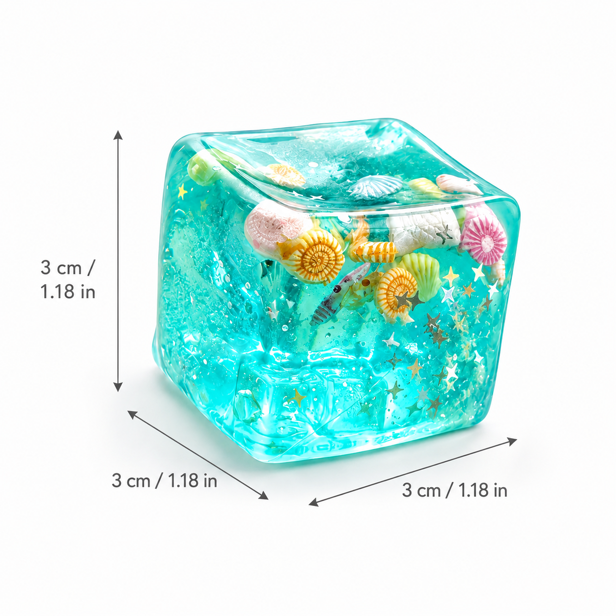 3D Ocean Cube Squishy Fidget Toy – Shell Sensory Stress Relief Toy