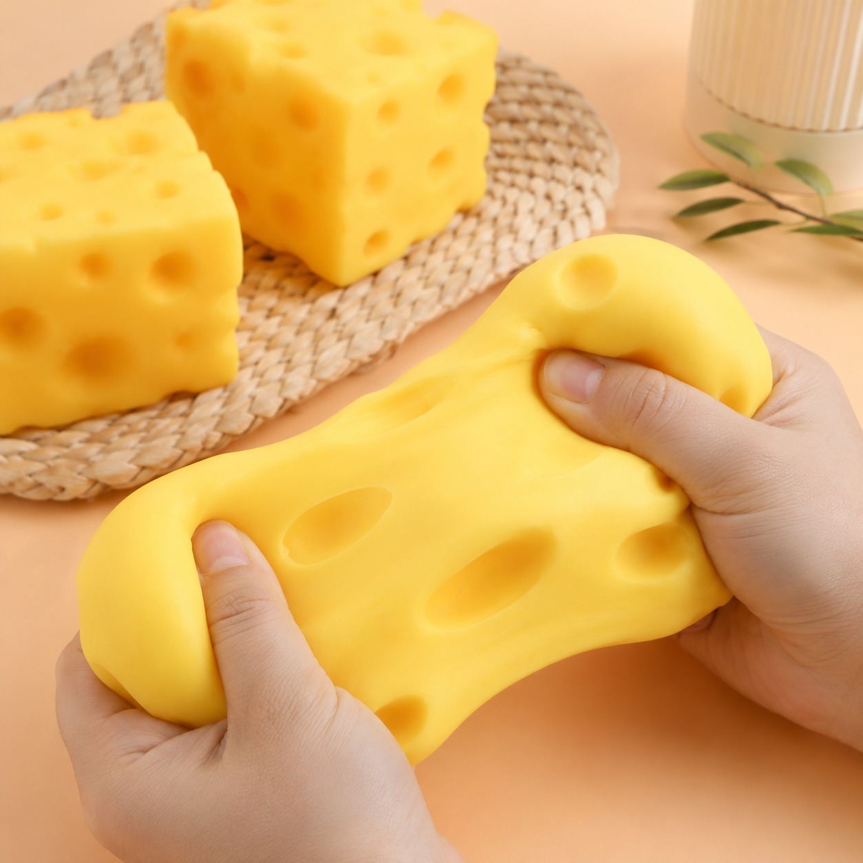 Squishy Cheese Cube Stress Relief Toy – Slow Rebound Fidget Cube