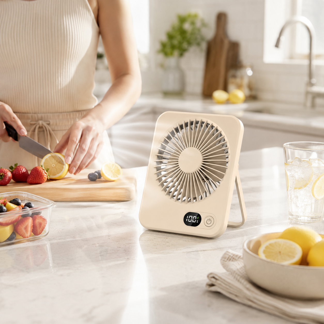 Rechargeable Portable Desk Fan – 5-Speed Hanging & Standing Cooling Fan