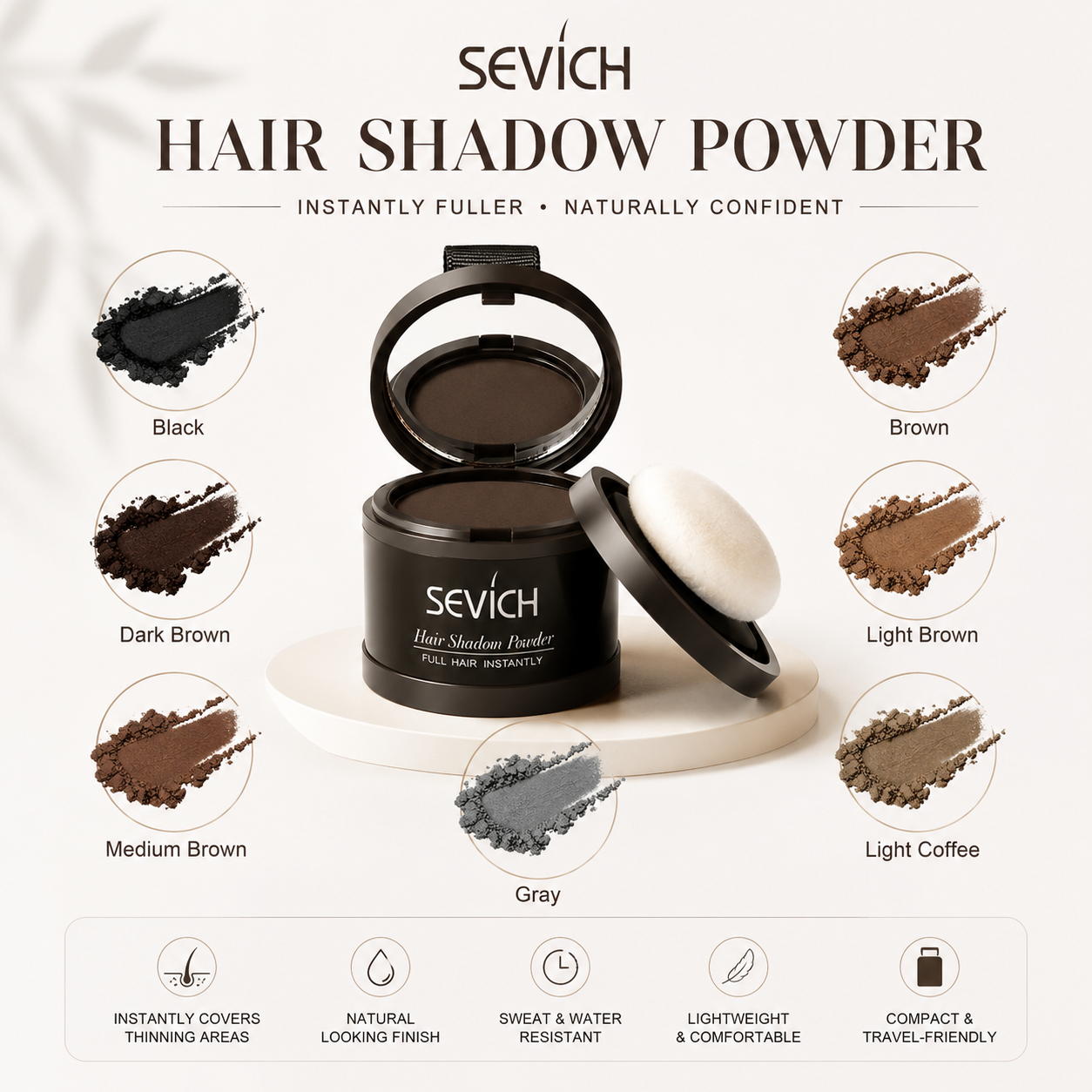 Sevich Hair Shadow Powder – Instant Hairline Touch-Up & Root Cover-Up Compact