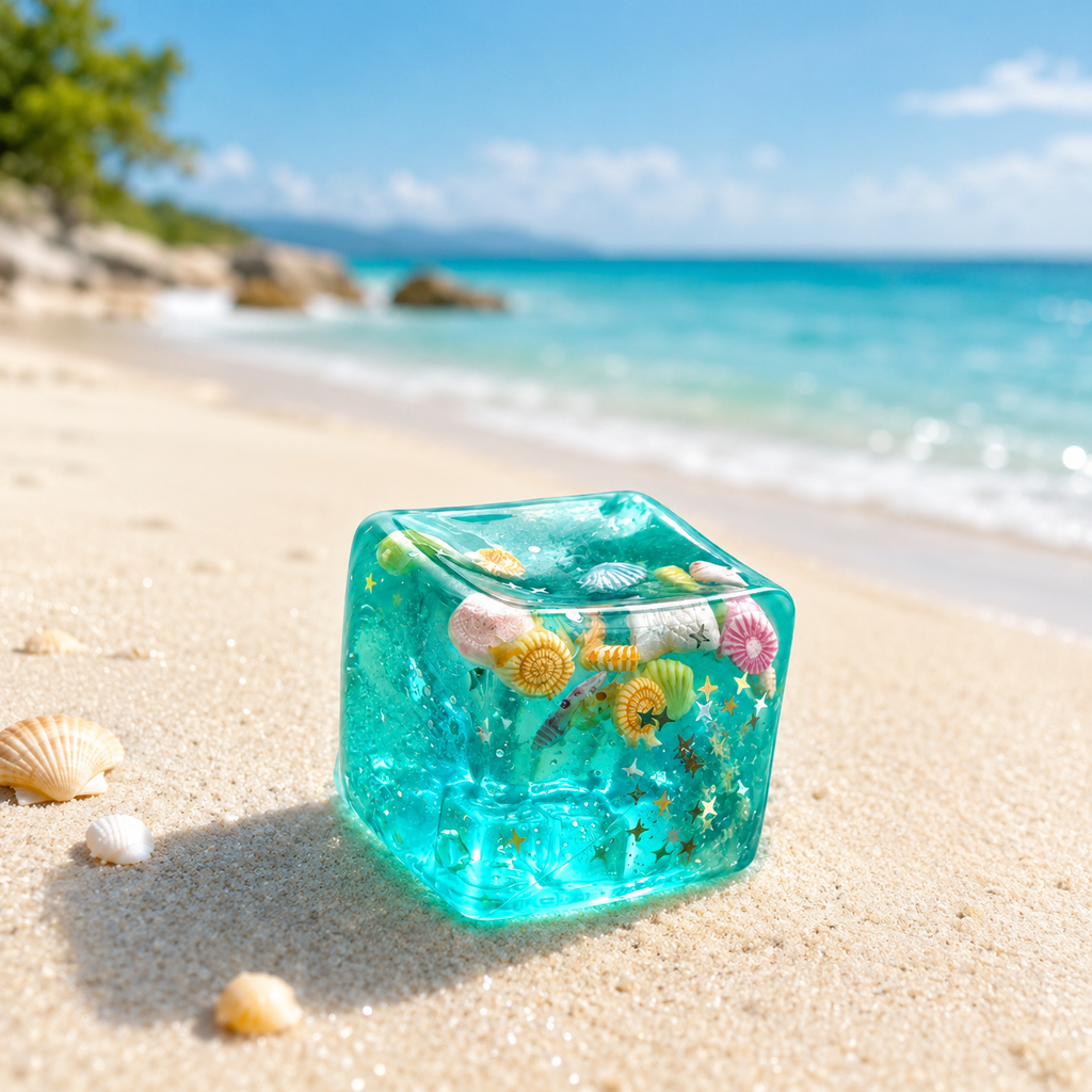 3D Ocean Cube Squishy Fidget Toy – Shell Sensory Stress Relief Toy