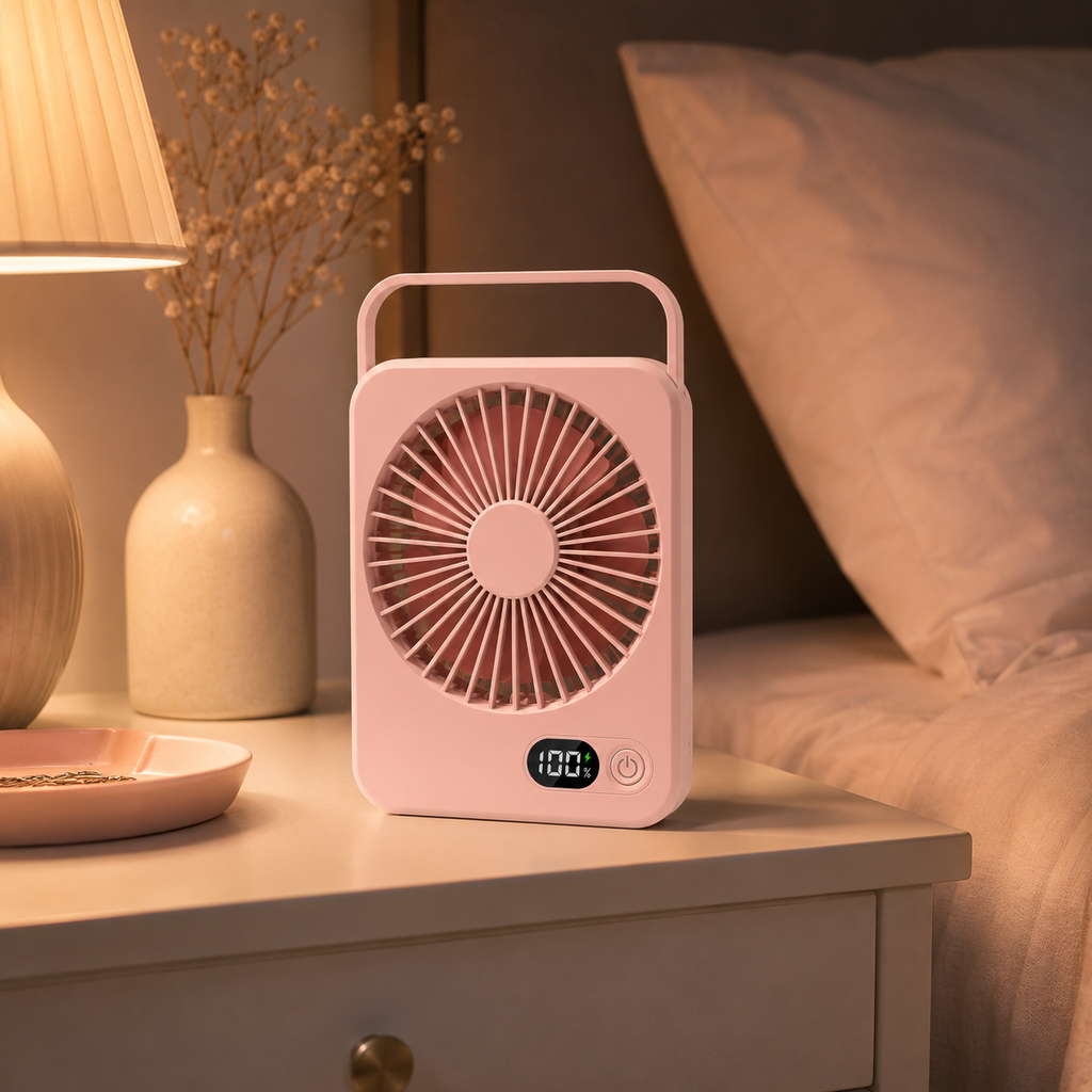 Rechargeable Portable Desk Fan – 5-Speed Hanging & Standing Cooling Fan
