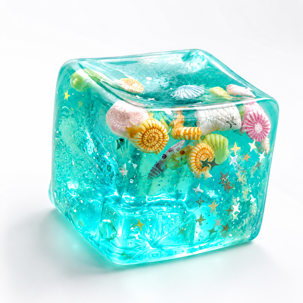 3D Ocean Cube Squishy Fidget Toy – Shell Sensory Stress Relief Toy